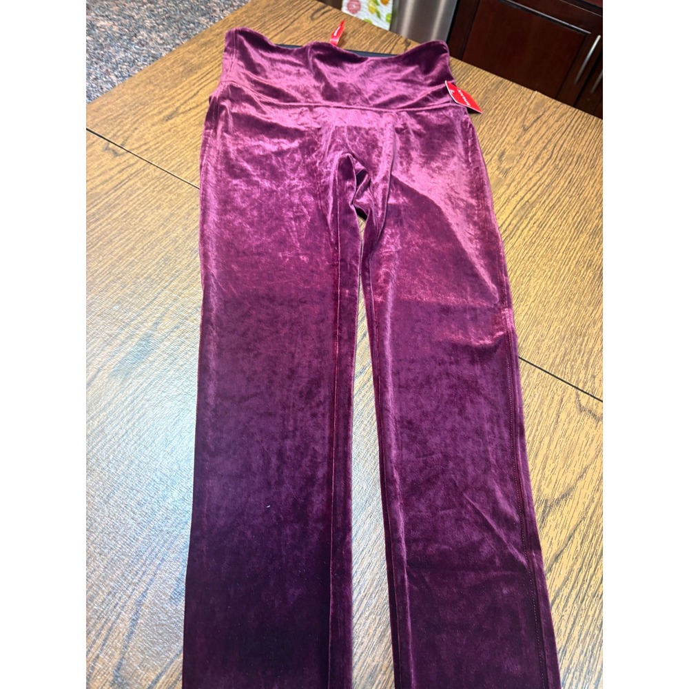 Spanx Velvet Leggings Rich Burgundy Wine Size L High Rise 2070